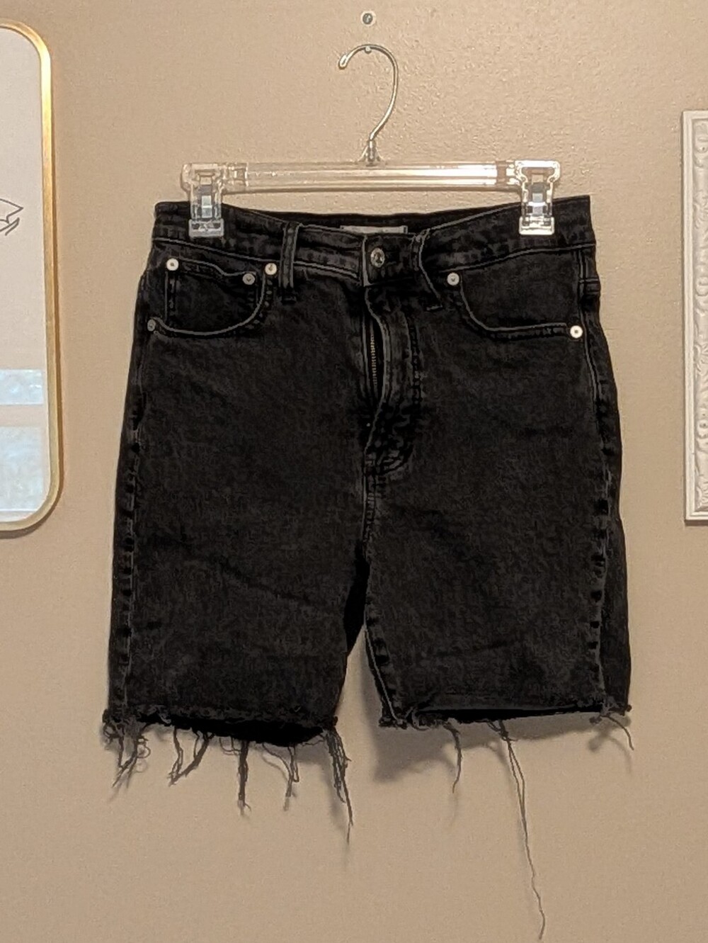 Madewell Black Raw-Hem Denim Shorts